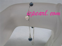 5.5-6mm black and white akoya pearl bracelet