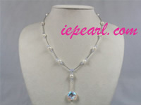 "Y" style 6.5-7mm unique white Baroque akoya pearl necklace