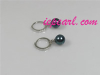 7.5-8mm black akoya pearls hoop earrings