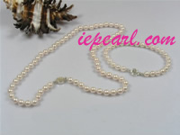 5.5-6mm white Akoya pearl necklace & bracelet set