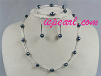 7-7.5mm black Akoya Pearl necklace set wholesale