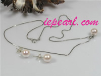 7.5-8mm white round akoya pearl pendant set and earrings