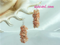 orange coral grape luster shaped sterling siver dangling earring