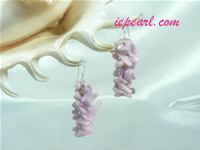 purple coral grape luster shaped sterling siver dangling earring