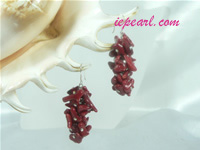 ruby coral grape luster shaped sterling siver dangling earrings