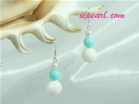 pretty gourd shaped coral sterling siver dangling earrings