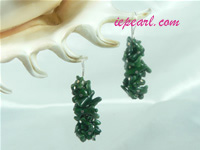 dark green coral grape luster shaped siver dangling earrings