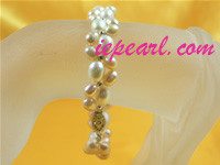 pink 5-6mm and 7-8mm cultured pearl bracelet wholesale