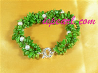 7-8mm freshwater pearl bracelet with green coral wholesale