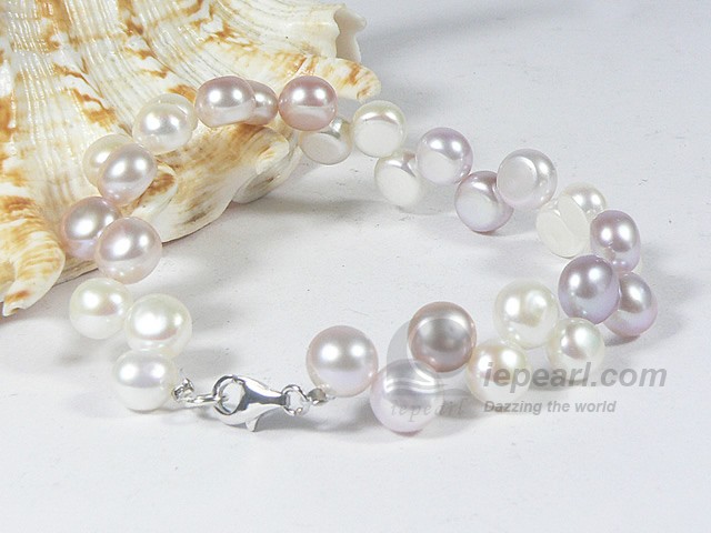 6-7mm bread pearl bracelet with different colors