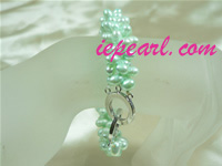 6-7mm green freshwater pearl bracelet in wholesale