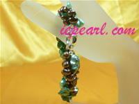 coffee and green twisted freshwater pearl bracelet wholesale