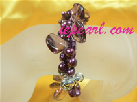 6-7mm purple freshwater pearl bracelet with shell wholesale