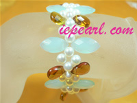 wholesale 5-6mm white cultured pearl bracelet with crystals