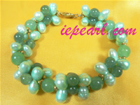 Light green potato pearl bracelet with Malaysia jade wholesale