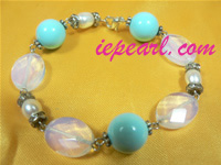 7-8mm rice pearl bracelet with shell and gemstone wholesale