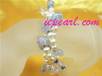 6-7mm three strands twisted pink pearl bracelet wholesale