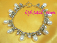 8-9mm rice freshwater pearl bracelet & silver fittings wholesale