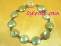 12mm green coin cultured pearl bracelet wholesale online