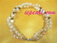two strands twisted pearl bracelet with crystal beads