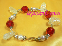 8-9mm discount cultured pearl bracelet with crystals wholesale
