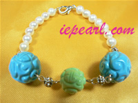 5-6mm white pearl bracelet with carved beads wholesale online