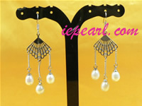wholesale 7-8mm fan-shaped freshwater pearl dangling earring