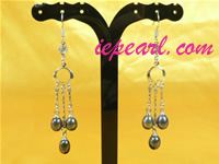 7*9mm black rice pearl earrings wholesale