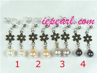 flower design 5*7mm freshwater pearl earrings