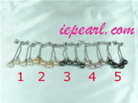 7-8mm white freshwater pearl dangling earring with zircon beads