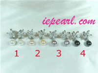 wholesale 6*7mm freshwater pearl earrings with flower mountings