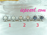 8-8.5mm freshwater pearl earring with zircon beads
