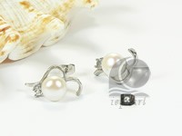 7-8mm bread cultured pearl earrings with 18K GP