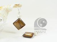 pretty 15x15mm square tiger eye sterling siver dangling earrings