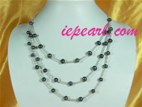 7-8mm black potato tin cup pearl necklace