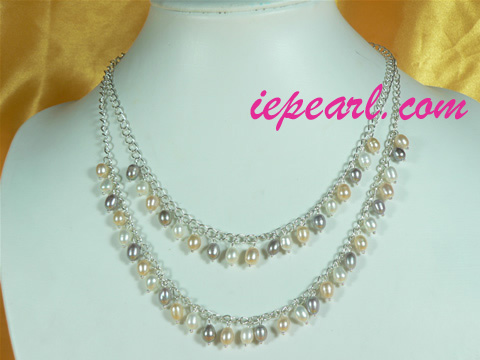 multicolor tin cup pearl necklace wholesale