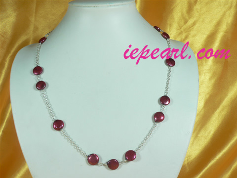 red coin shape pearl necklace without clasp