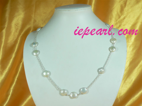 white coin shape pearl necklace wholesale