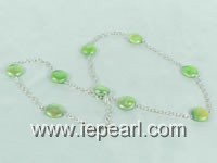 12mm green coin shaped tin cup pearl necklace