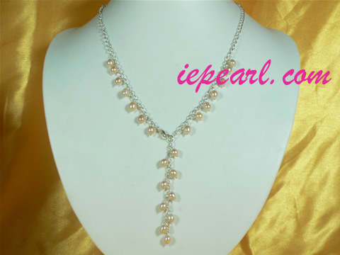6-7mm pink rice shaped pearl necklace wholesale