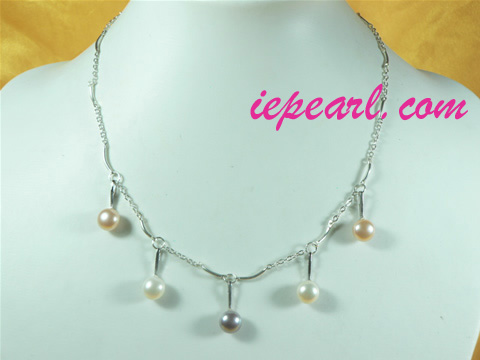 9-9.5mm bread pearl necklace with tin cup style