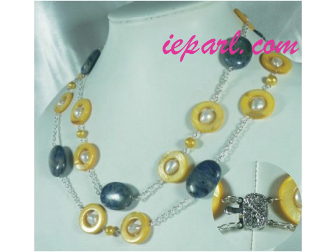 two strands tin cup pearl necklace wholesale