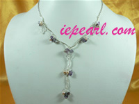4-5mm freshwater pearl necklace with crystal beads