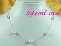 wholesale white rice shaped tin cup pearl necklace