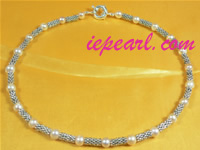 7-8mm pink potato pearl necklace with 18K GP fitting