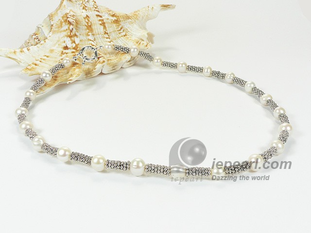 7-8mm white potato pearl necklace with 18K GP fitting