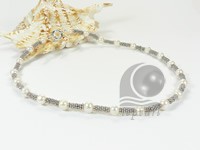 7-8mm white potato pearl necklace with 18K GP fitting