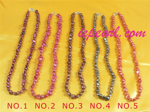 6-7mm dye color nugget freshwater pearl necklace wholesale