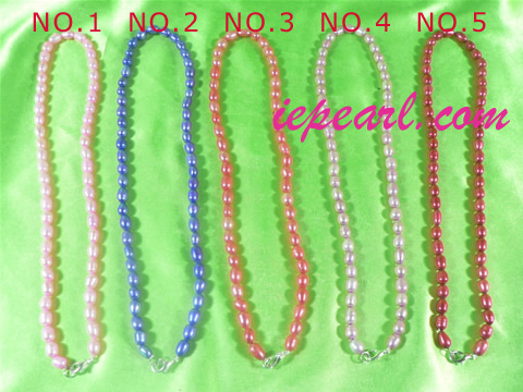 5-6mm dye color rice cultured pearl necklace