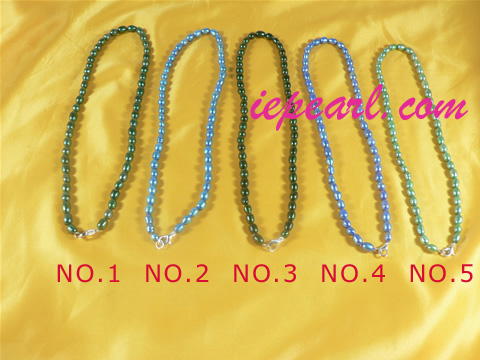 5-6mm multicolor rice shape pearl necklace wholesale